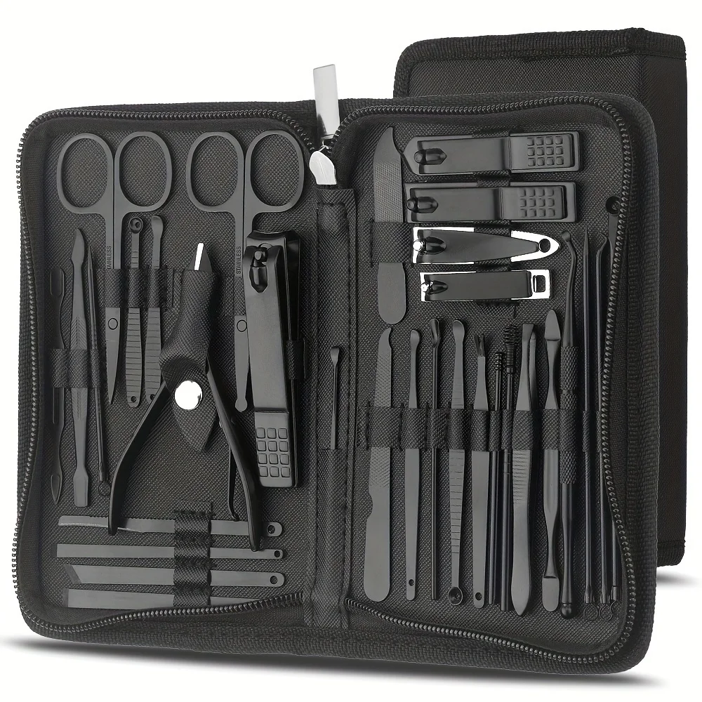 Zestaw do manicure i pedicure 32 elementy w etui Czarny