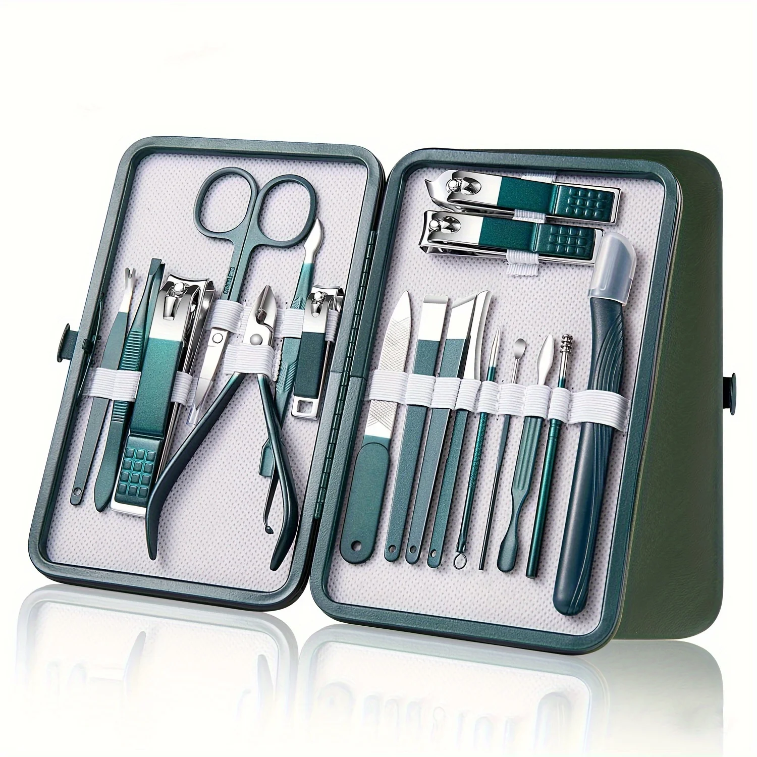 Zestaw do manicure i pedicure ze stali, 7-18 elementów Khaki