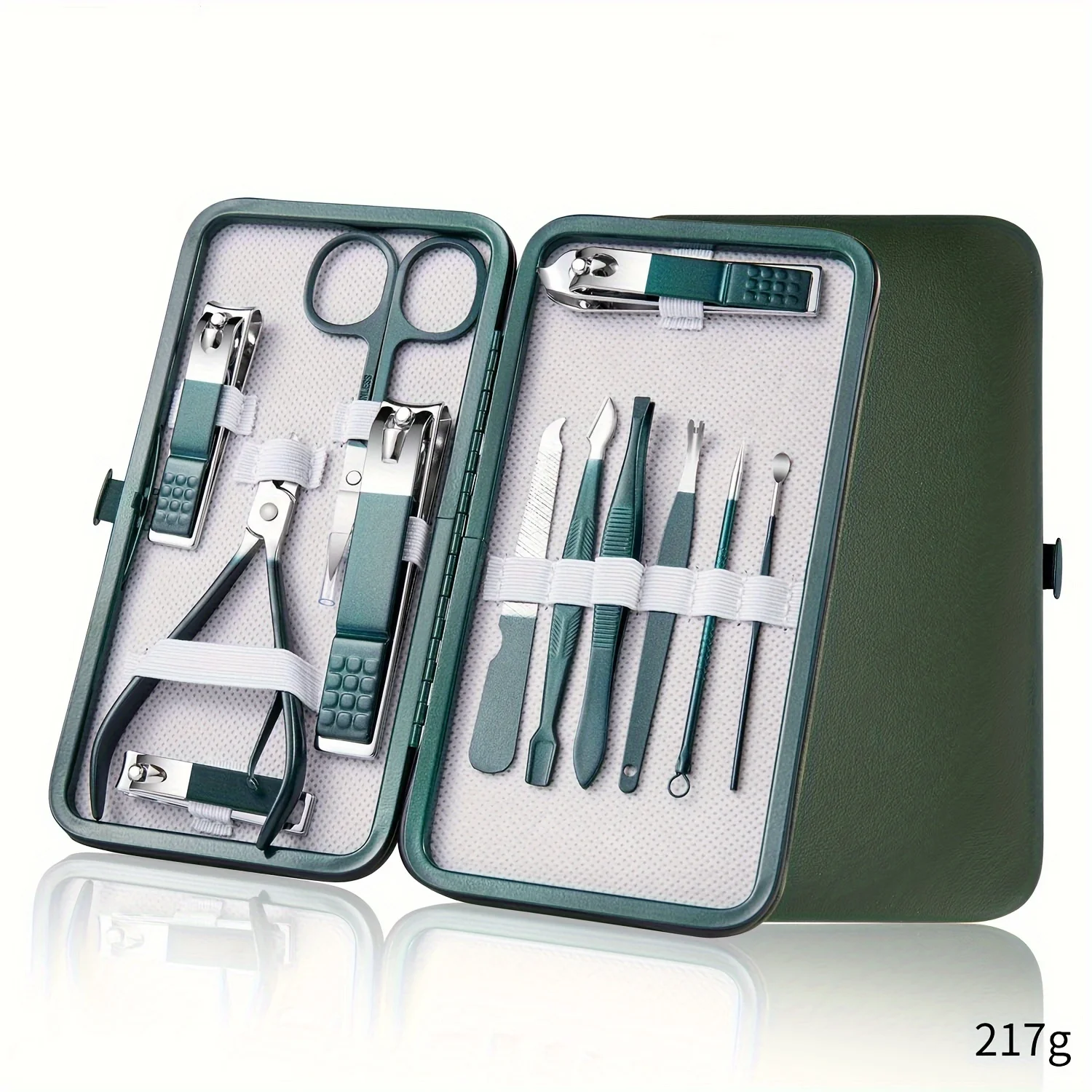Zestaw do manicure i pedicure ze stali, 7-18 elementów Zieleń dżungli