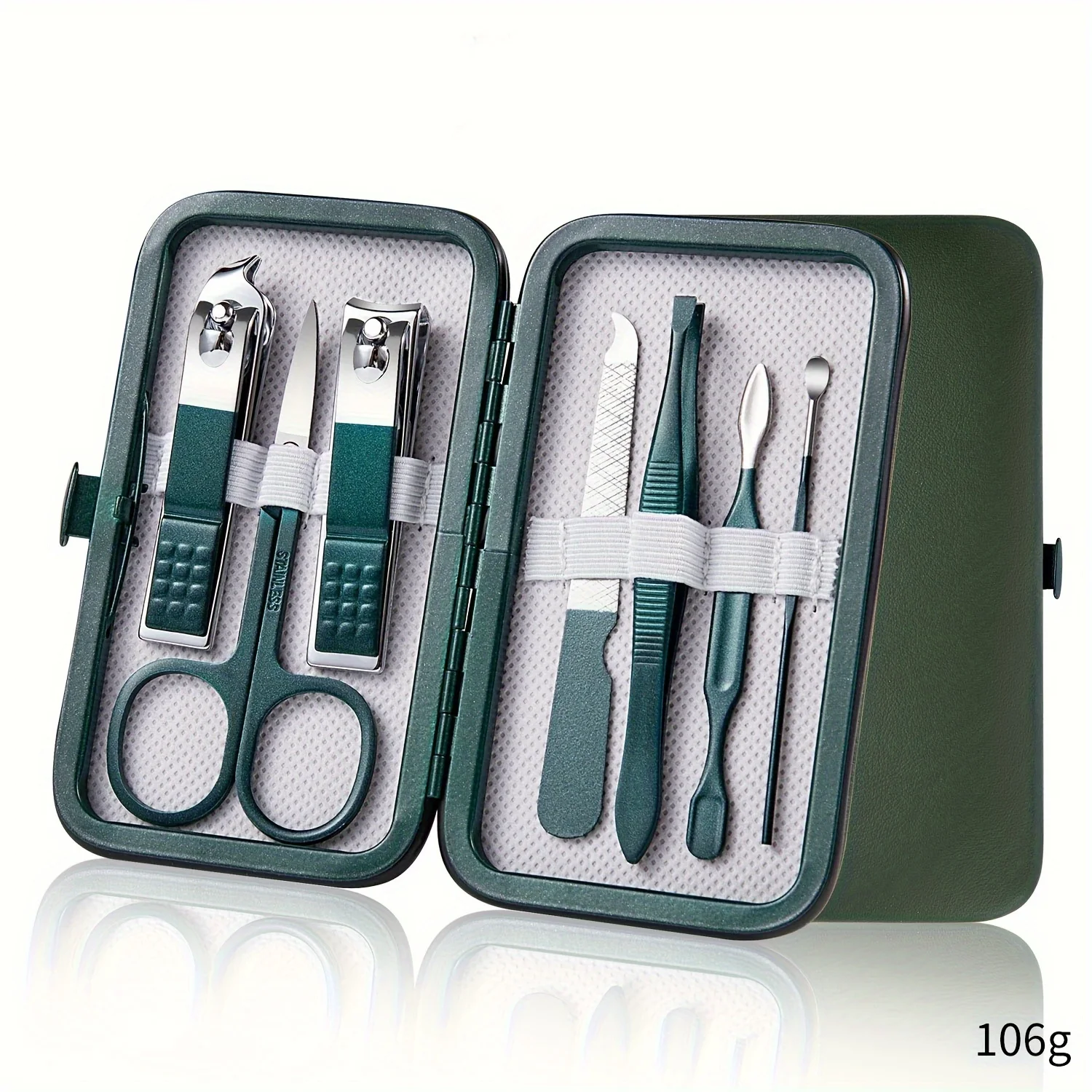 Zestaw do manicure i pedicure ze stali, 7-18 elementów Zielony
