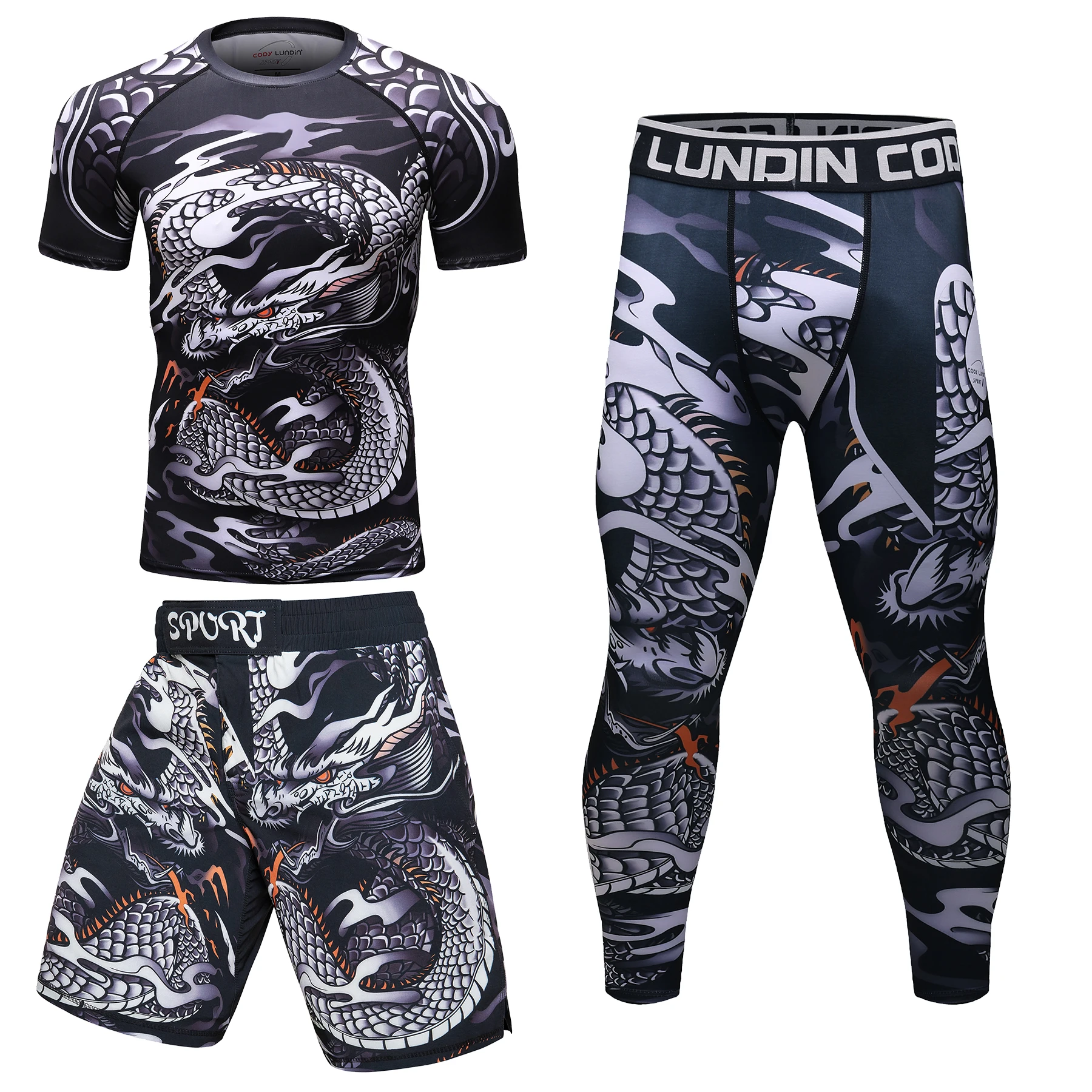 Zestaw do MMA rashguard i spodenki do BJJ i grapplingu 3 in 1 short set