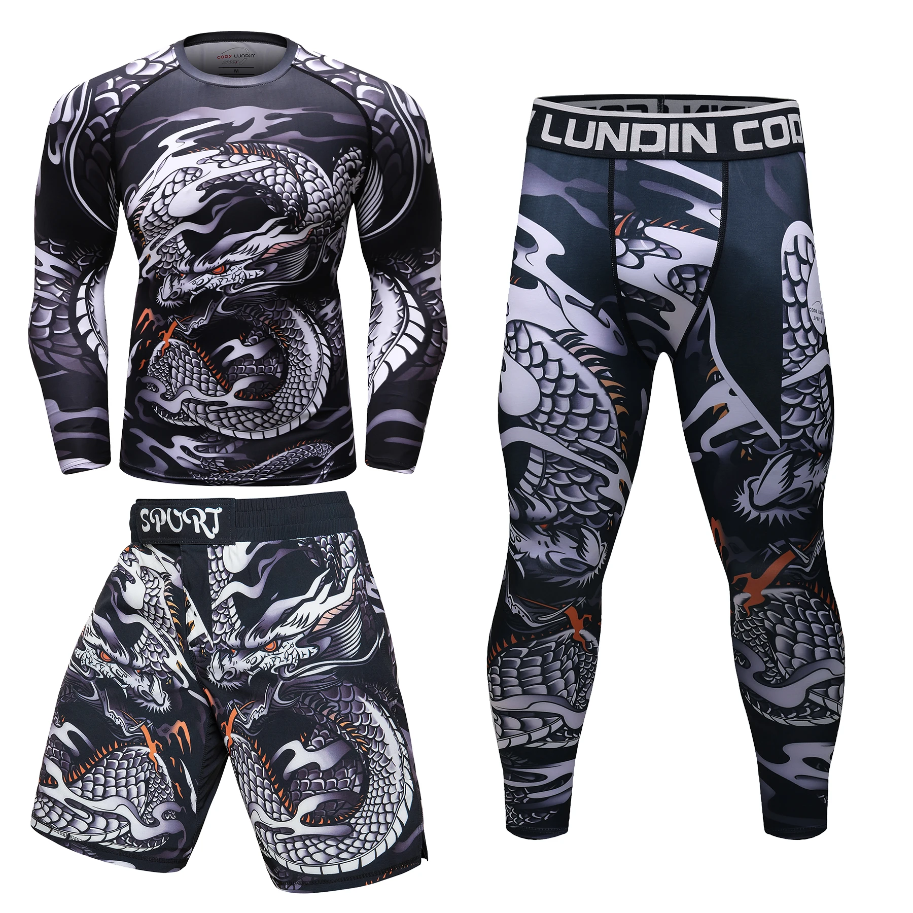 Zestaw do MMA rashguard i spodenki do BJJ i grapplingu 3 in1 long set