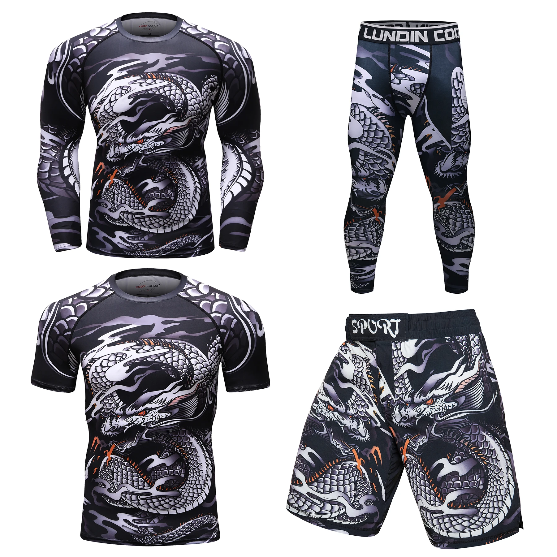 Zestaw do MMA rashguard i spodenki do BJJ i grapplingu 4 in 1 set