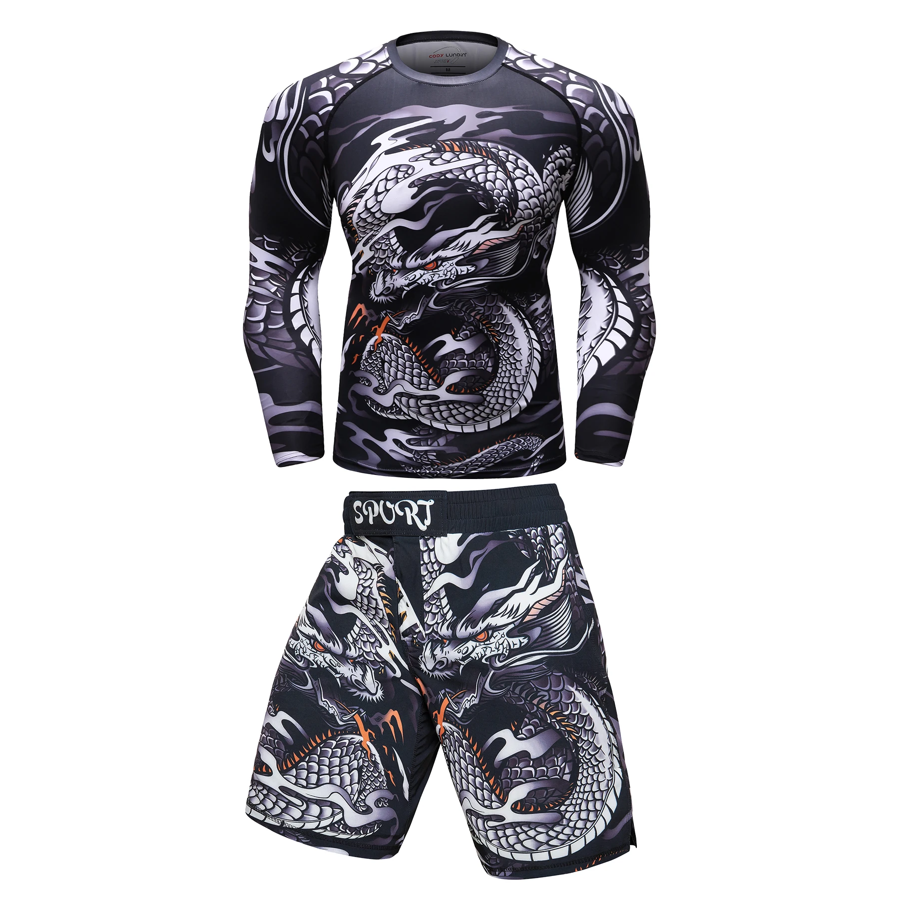 Zestaw do MMA rashguard i spodenki do BJJ i grapplingu Long shirts shorts