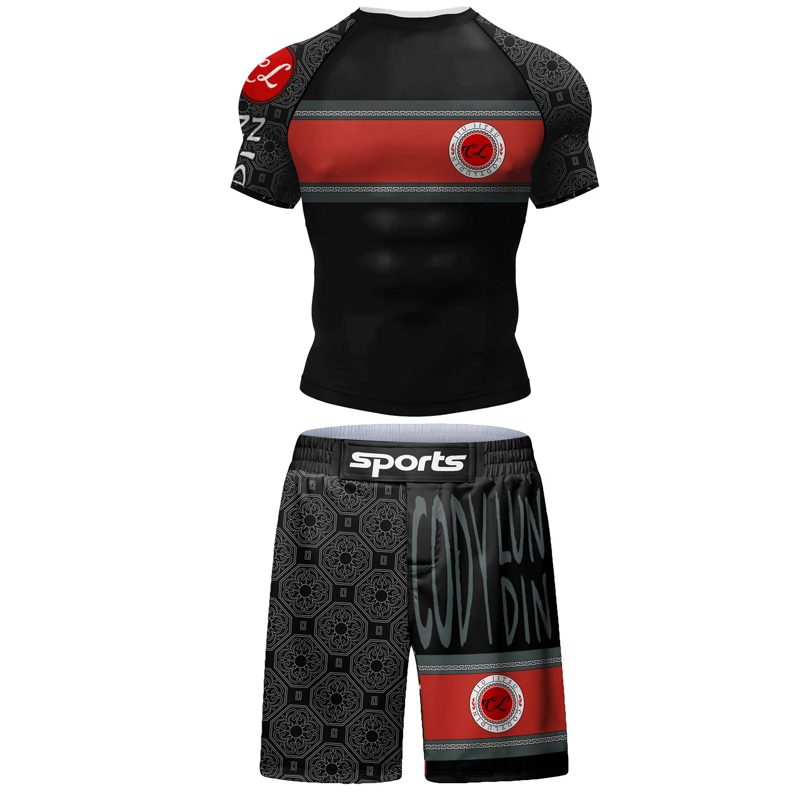 Zestaw rashguard i szorty do BJJ – treningowy komplet Sc005