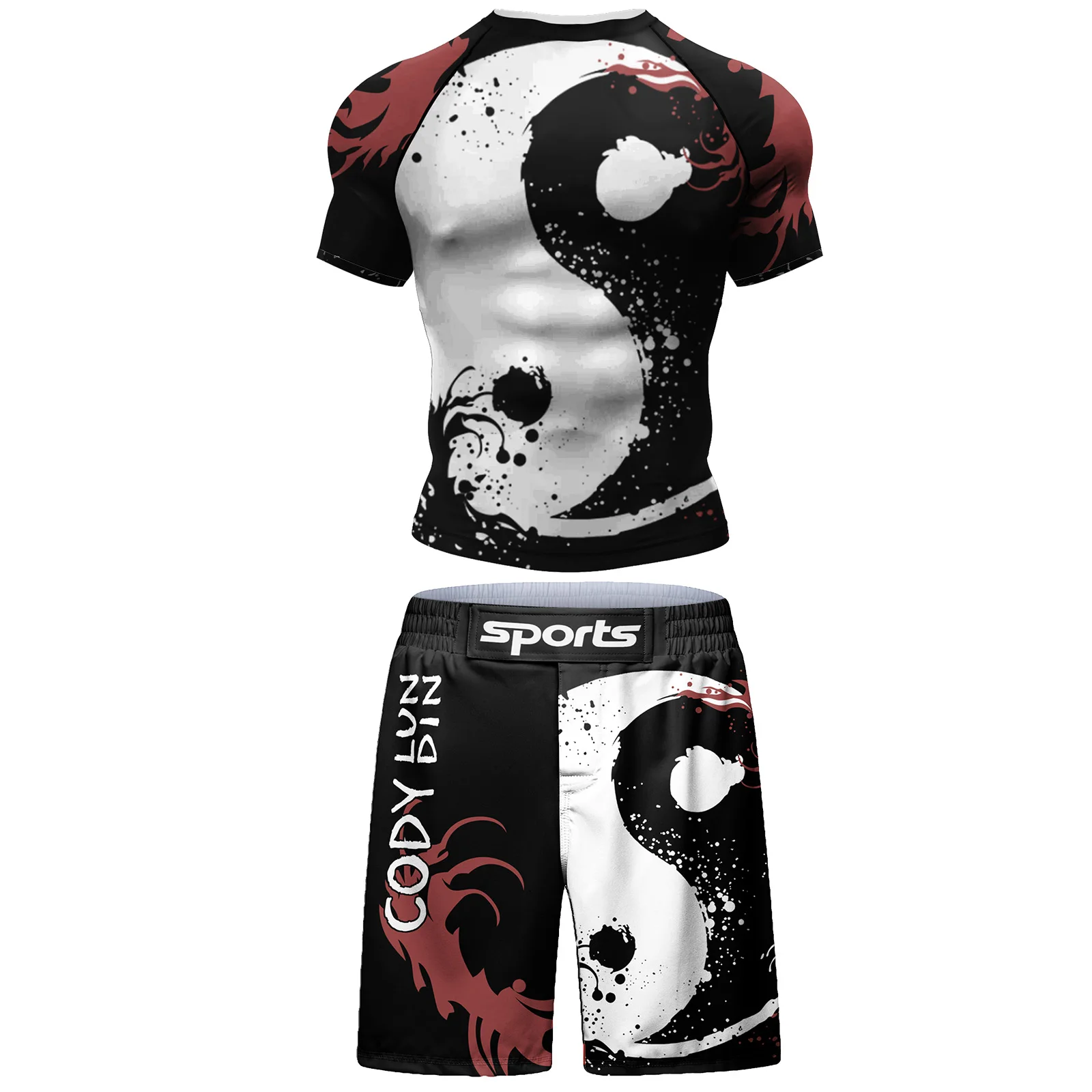 Zestaw rashguard i szorty do BJJ – treningowy komplet Sc010