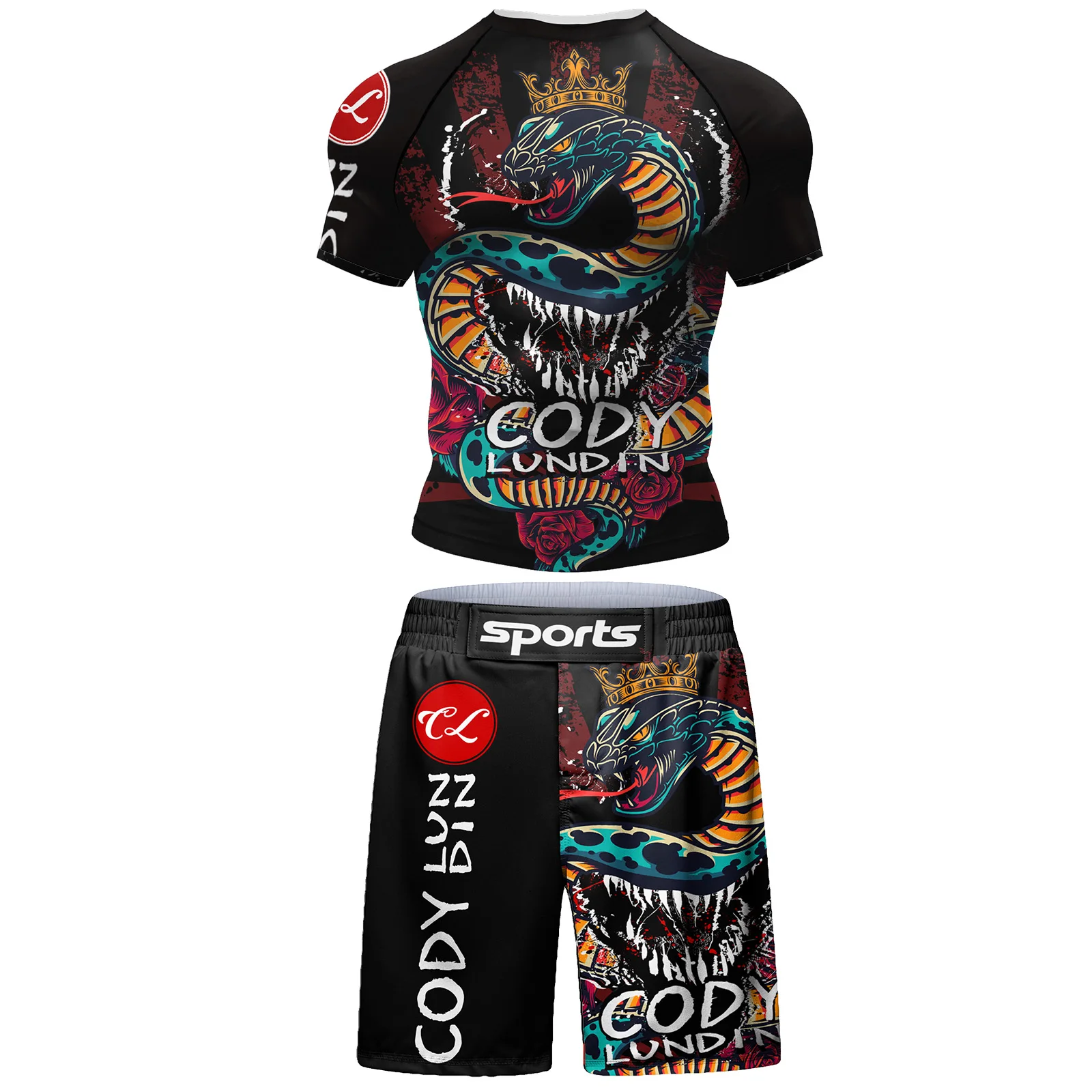 Zestaw rashguard i szorty do BJJ – treningowy komplet Sc012