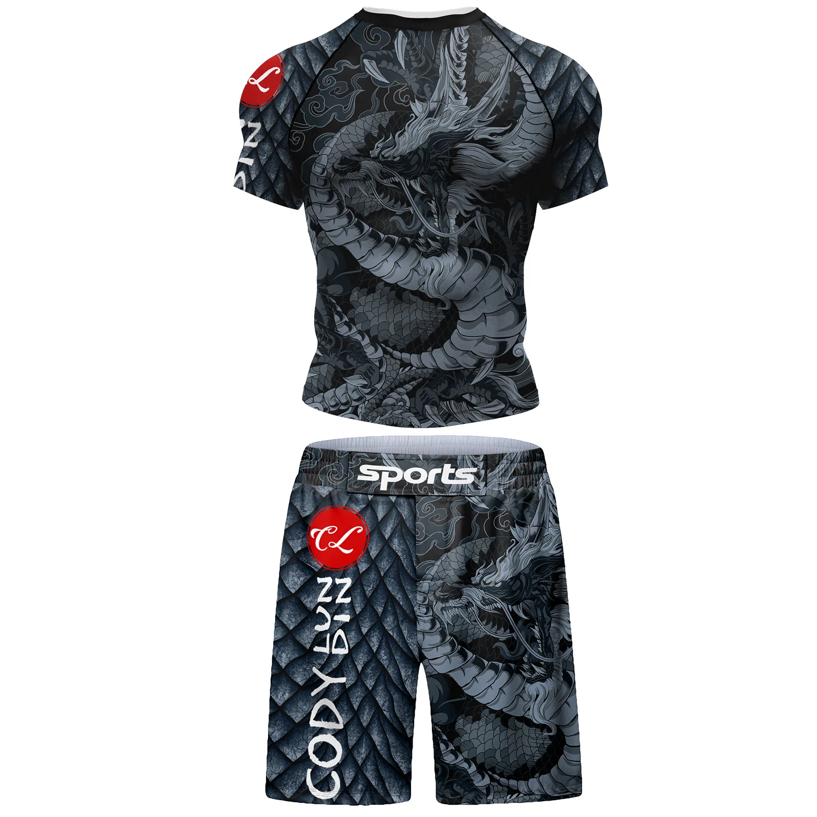 Zestaw rashguard i szorty do BJJ – treningowy komplet Sc013