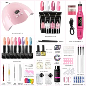 Zestaw startowy do manicure żelowego z lampą UV i wiertarką LIMEGIRL Czarny