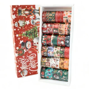 Zestaw 27 rolek taśm washi świątecznych – 8 rozmiarów do scrapbookingu Biały