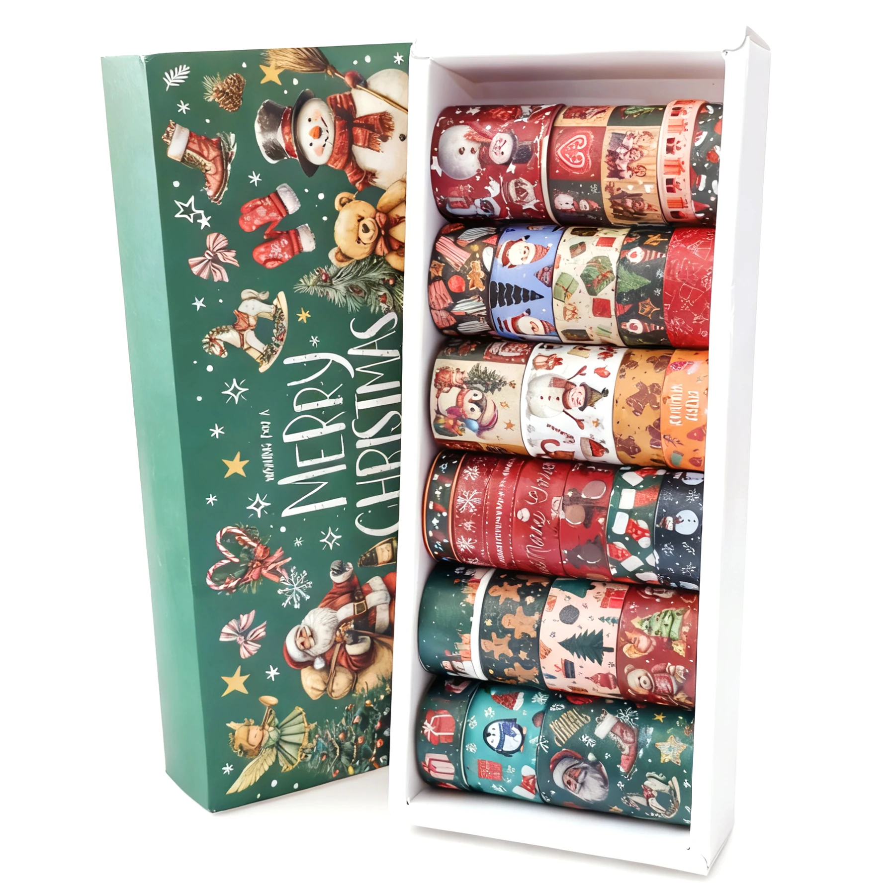 Zestaw 27 rolek taśm washi świątecznych – 8 rozmiarów do scrapbookingu żółty