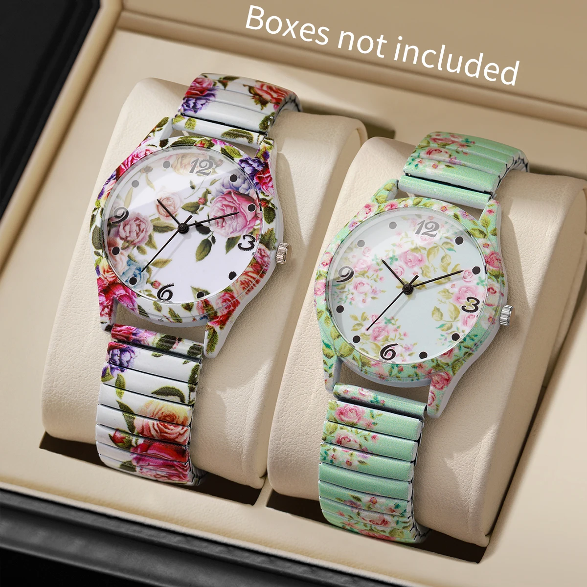 Zestaw zegarków damskich w kwiaty na elastycznym pasku A without box