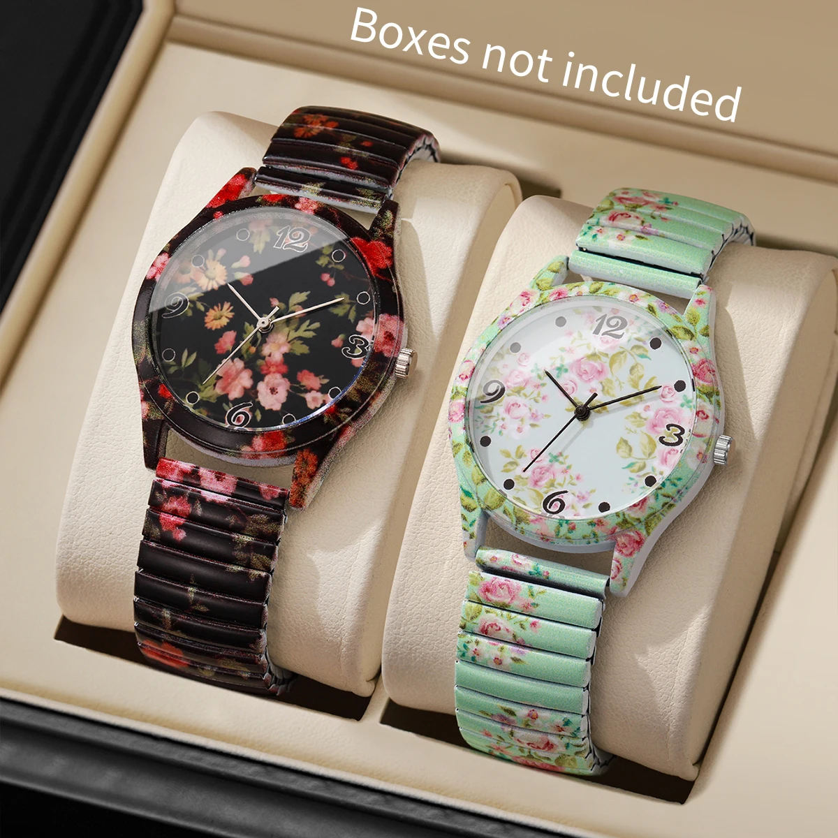 Zestaw zegarków damskich w kwiaty na elastycznym pasku C without box
