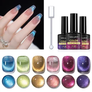 Zestaw żeli hybrydowych Cat Eye 6 kolorów z magnesem 6 colors with stick