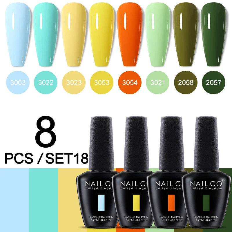 Zestaw 8 Żelowych Lakierów do Paznokci UV LED 15 ml Ciemny szary
