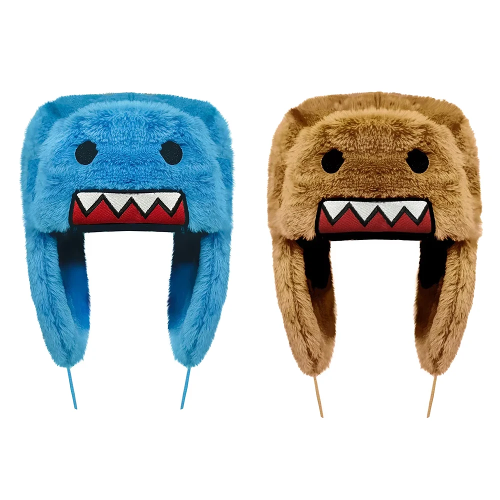 Ciepła zimowa czapka uszanka Domo Kun dla dzieci Niebieski
