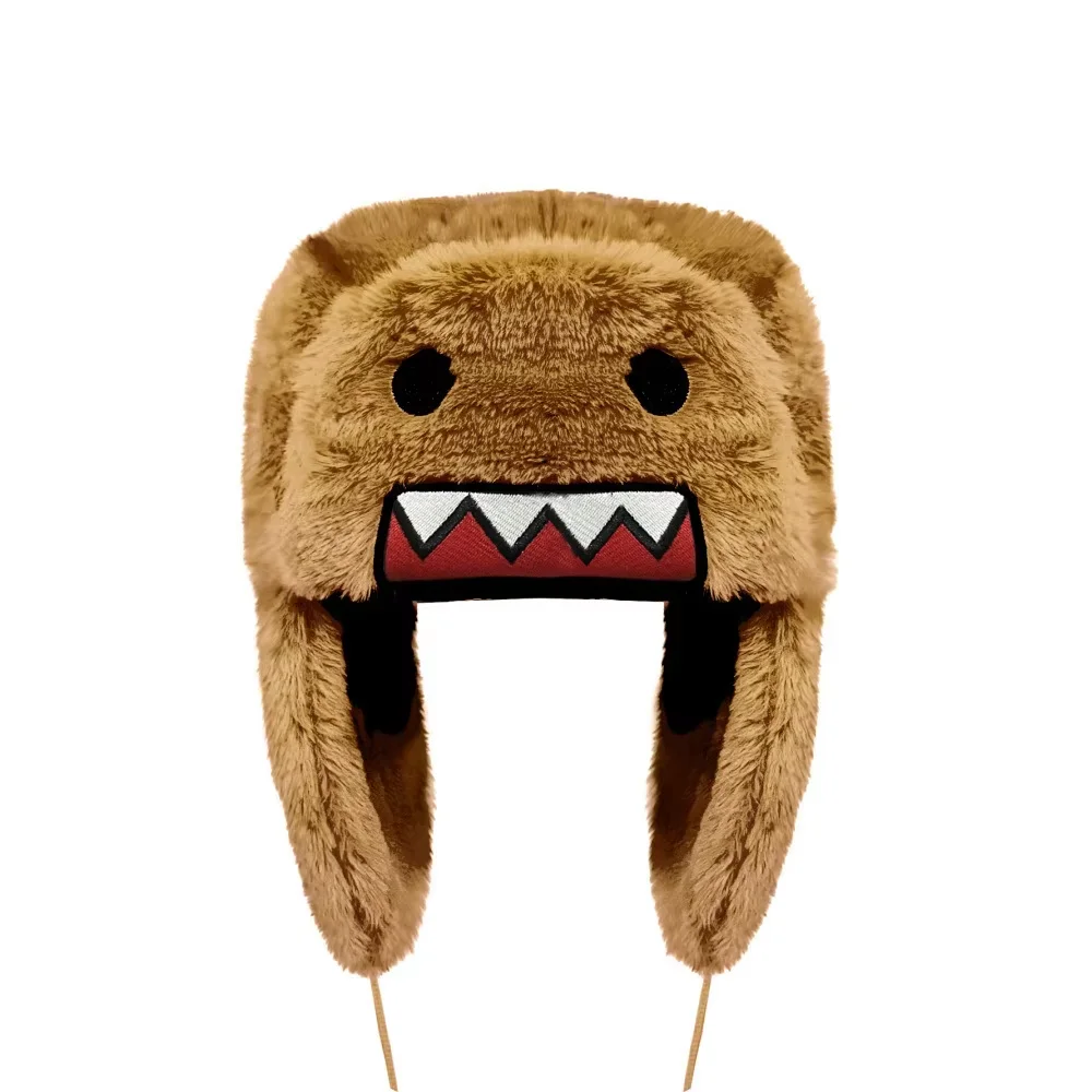 Ciepła zimowa czapka uszanka Domo Kun dla dzieci Khaki