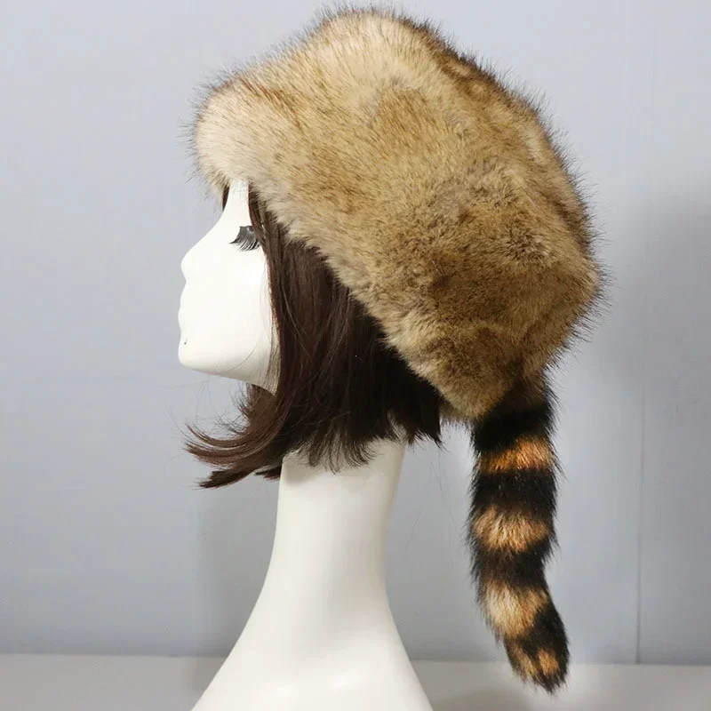 Zimowa czapka uszanka z futerkiem - pluszowy szop, unisex 1