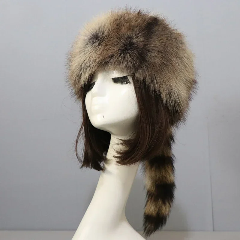 Zimowa czapka uszanka z futerkiem - pluszowy szop, unisex 2