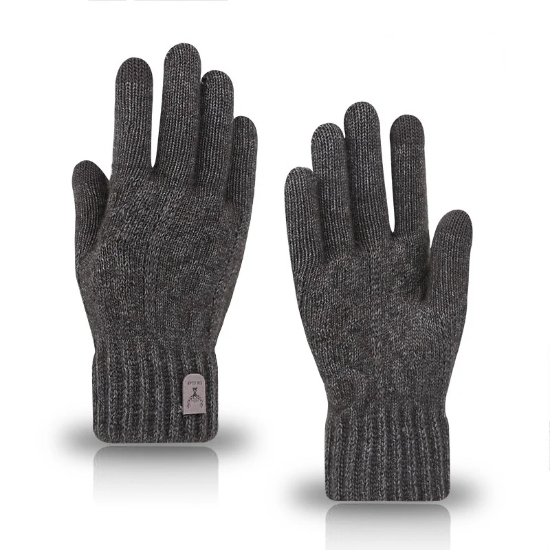 Rękawiczki zimowe dzianinowe bez palców z obsługą ekranu – unisex do roweru i podróży Khaki