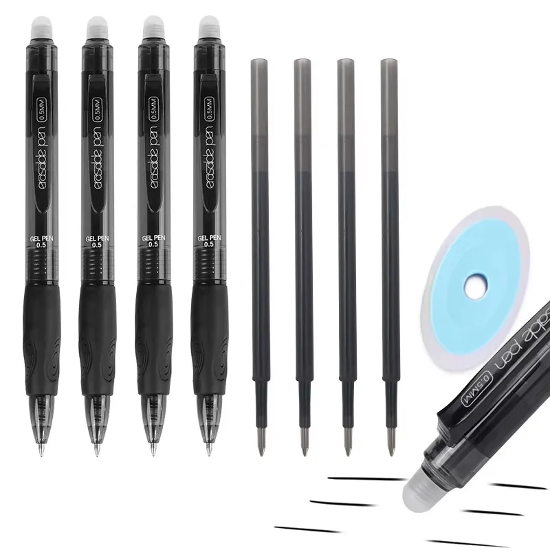 Zmazywalny długopis żelowy 0,5 mm Magic Pen 8 sztuk — niebieski, czarny Biały