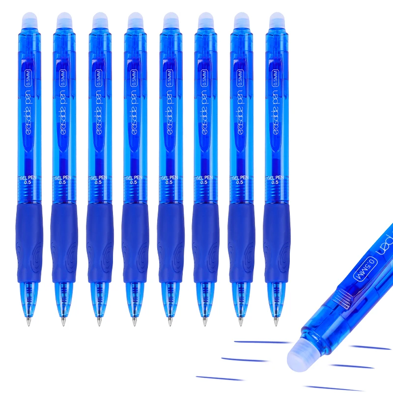 Zmazywalny długopis żelowy 0,5 mm Magic Pen 8 sztuk — niebieski, czarny Niebieski