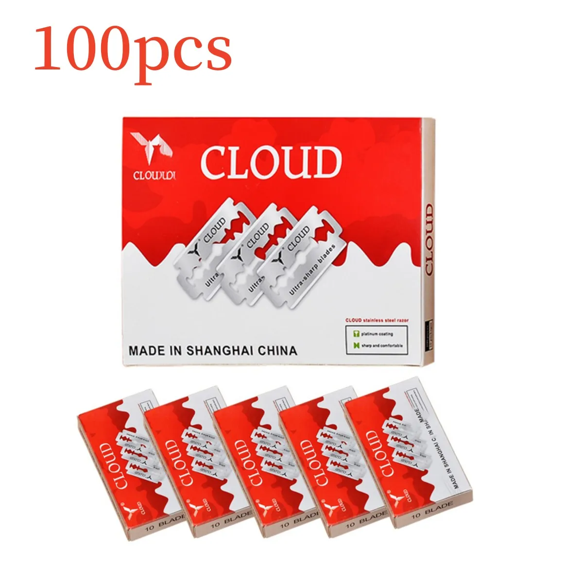 Żyletki dwustronne CLOUD ze stali nierdzewnej do maszynki na żyletki 100pcs